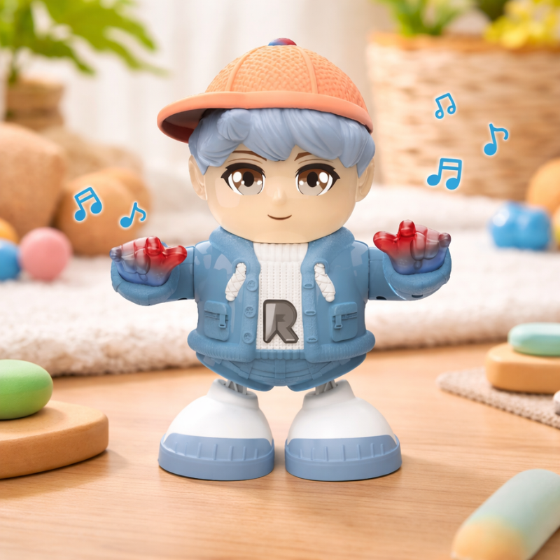Unisex Kids Musical Dancing Robot Toy with lights, encouraging active play & developing motor skills, ideal children's gift.
