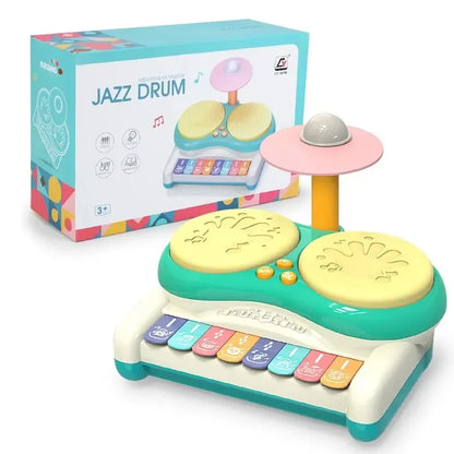 Unisex kids musical drum set toy with snare, tom, bass drum, cymbal, and sticks for aspiring musicians