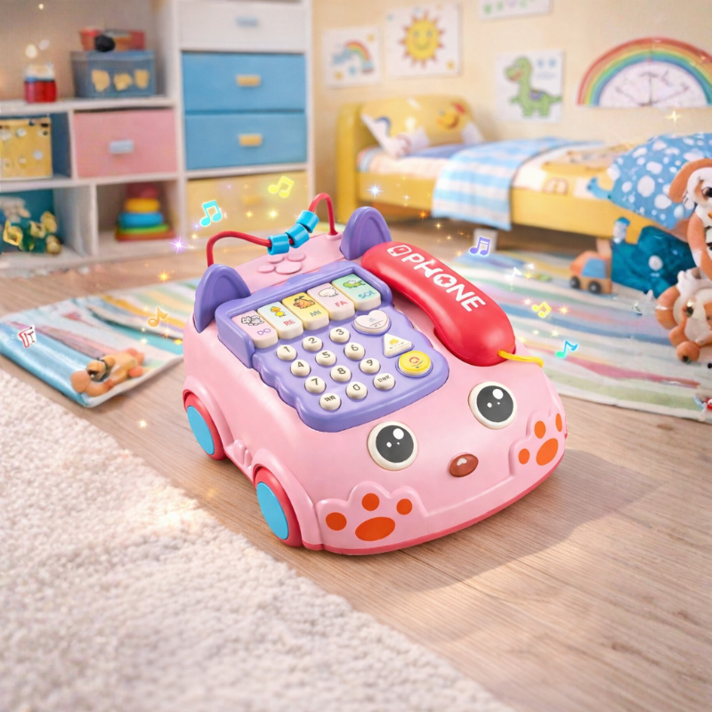 Unisex kids musical pull-along toy phone, interactive, educational, for toddlers, baby gift