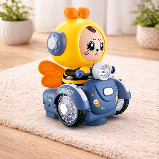 Unisex kids musical spinning robot toy with flashing lights, educational for toddler motor skill development.