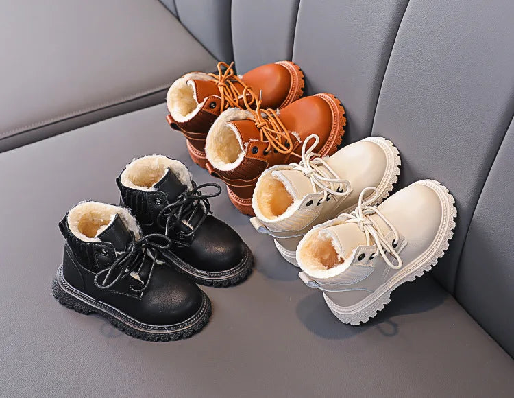 Unisex toddler footwear, brown, cozy plush interior, anti-skid winter sole