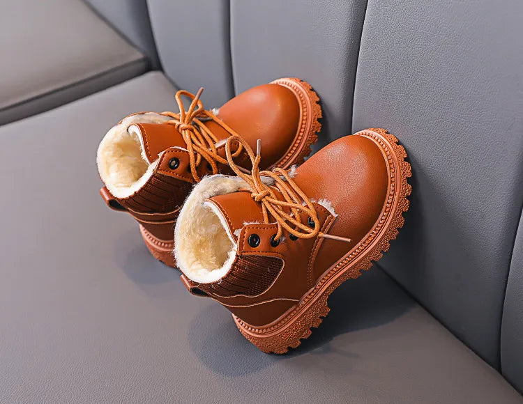 Baby anti-skid snow boots, purple, durable sole, warm plush for cold days