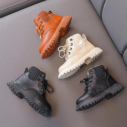 Kids cozy winter boots with plush lining, anti-skid sole, perfect for snow