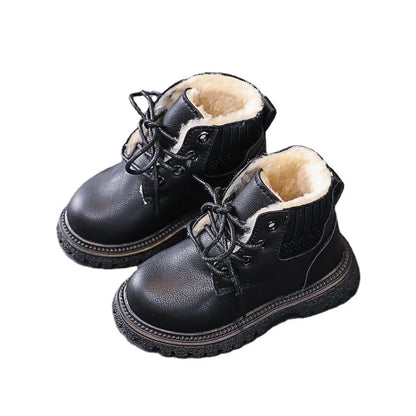 Unisex baby warm boots, pink, plush lining, anti-skid for winter activities