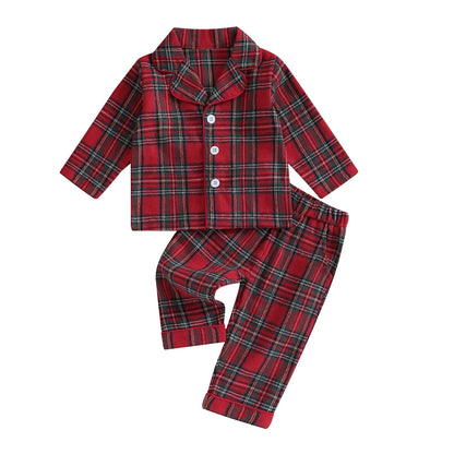 Kids matching plaid Christmas pajamas, perfect unisex holiday sleepwear gift