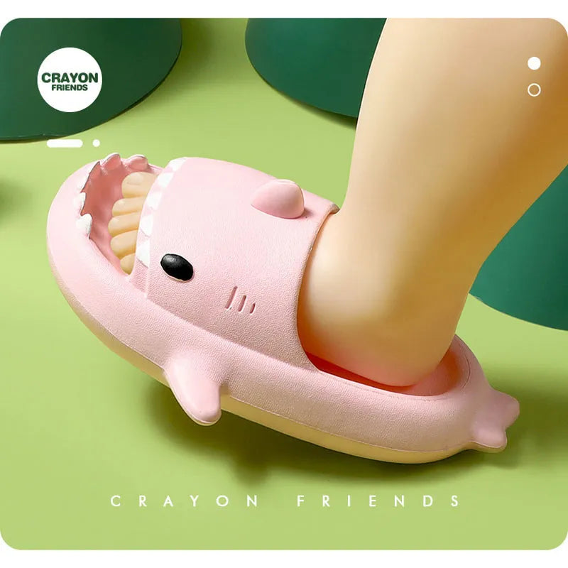 Blue shark themed sandals for toddlers, vibrant color, fun design