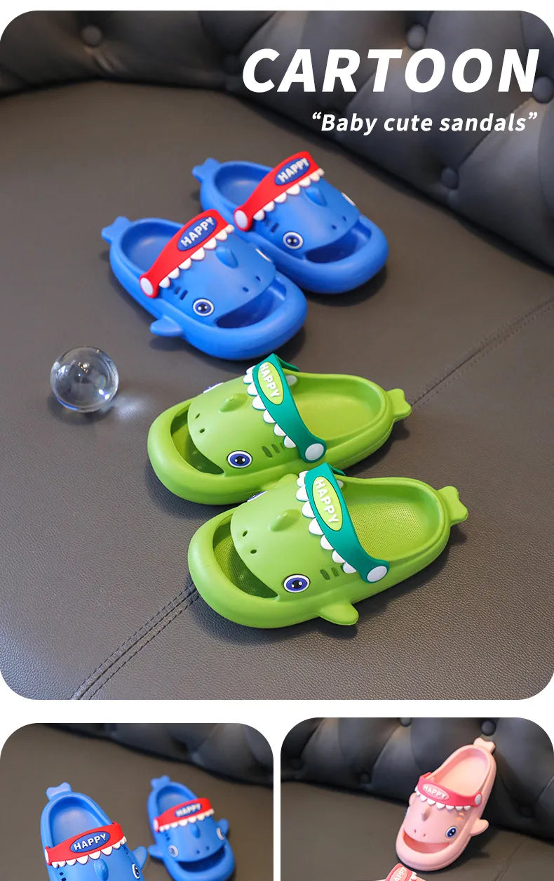 Unisex Kids' Shark Slippers - Fun Non-Slip Summer Slides for Playtime