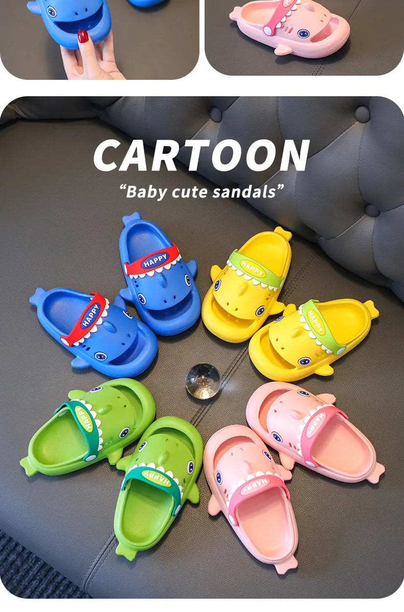 Unisex Kids' Shark Slippers - Fun Non-Slip Summer Slides for Playtime