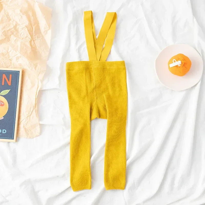 Children's wear: durable cotton leggings with suspenders for active play, high quality