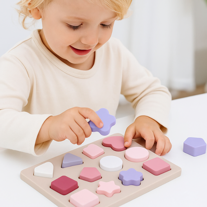 Unisex kids soft silicone shape puzzle, colorful educational toy for early learning & toddler development