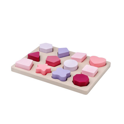 Toddler activity soft silicone shape puzzle, educational montessori toy for early learning