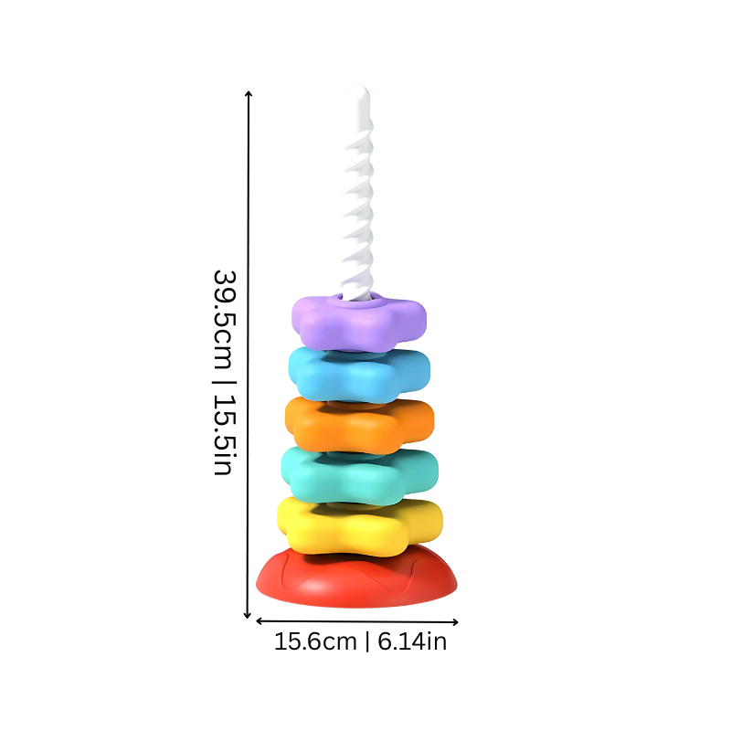 Rainbow Spinning Stacker, a children's toy designed for kids development and enhancing fine motor skills