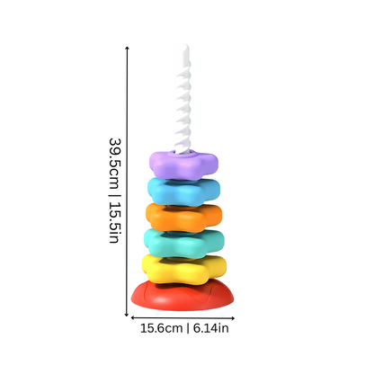 Rainbow Spinning Stacker, a children's toy designed for kids development and enhancing fine motor skills