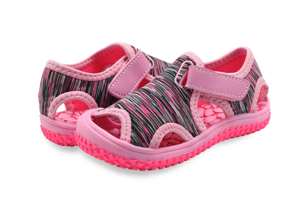 Toddler summer footwear, vibrant multi-color sport sandals, easy to put on and take off