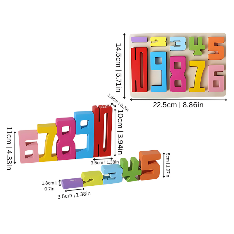 Eco-friendly wooden number stacking blocks for toddlers, ideal for educational games and activities.