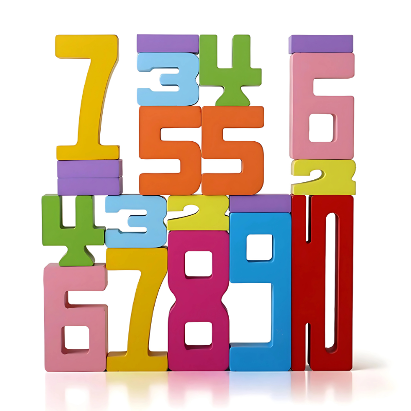 Toddler-friendly wooden number blocks, a fun and educational stacking toy for cognitive development.