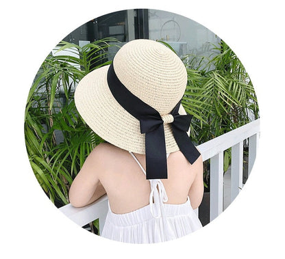 Khaki straw hat set for all ages, perfect for summer beach fun & sun protection. Unisex outdoor accessory.