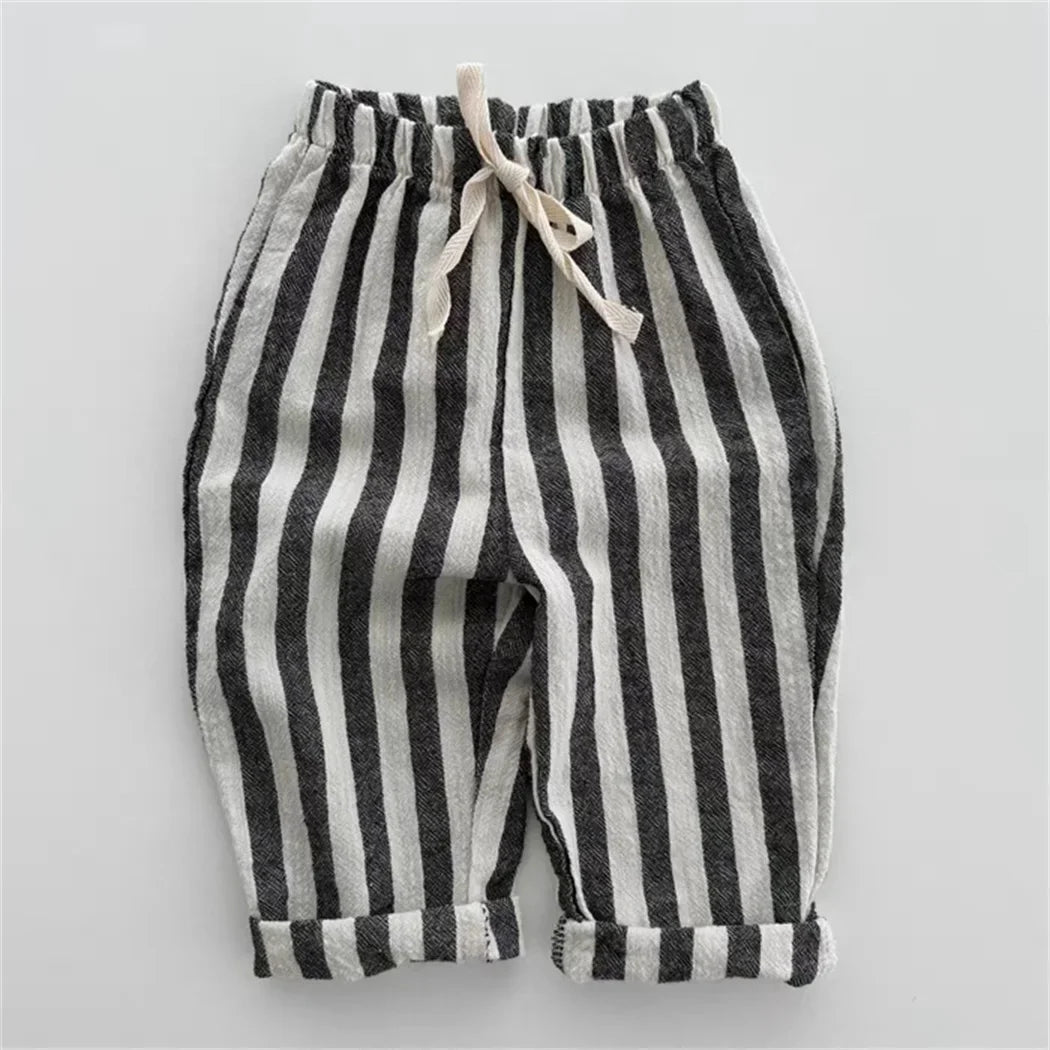 Unisex kids pants made from breathable linen cotton, perfect for spring/autumn wear