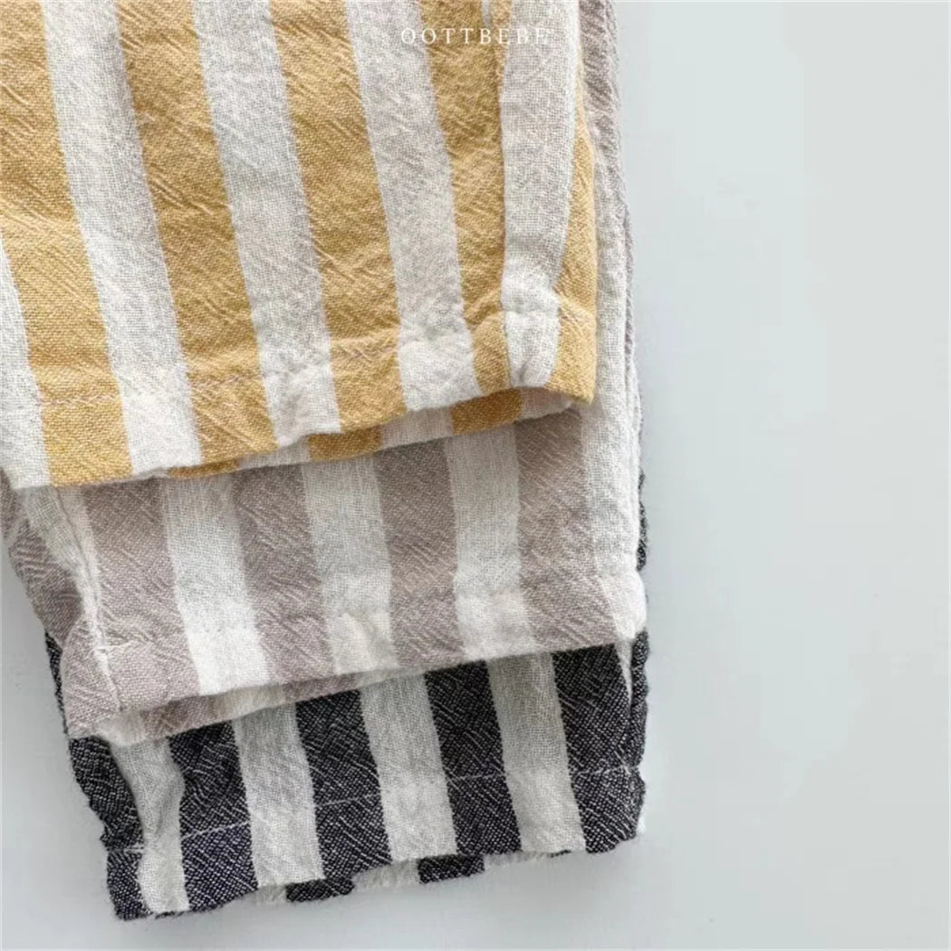 Baby fashion: Striped unisex pants in linen cotton for comfortable everyday wear