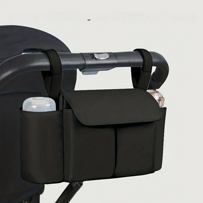 Unisex kids stroller organizer for baby essentials, diapers, and bottles, ideal travel gear