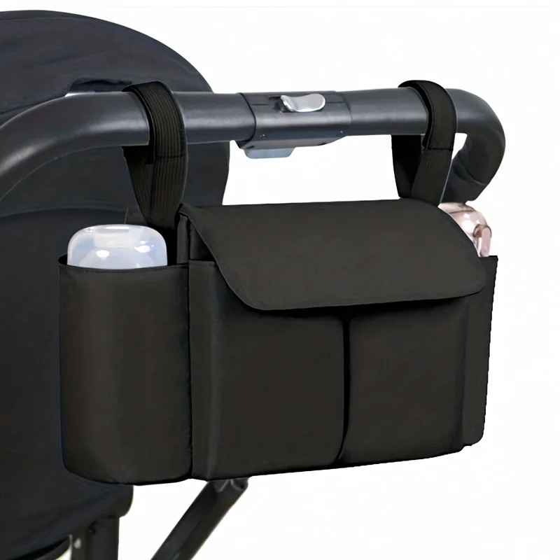 Compact and durable diaper bag stroller organizer, essential storage for kids' items on the go