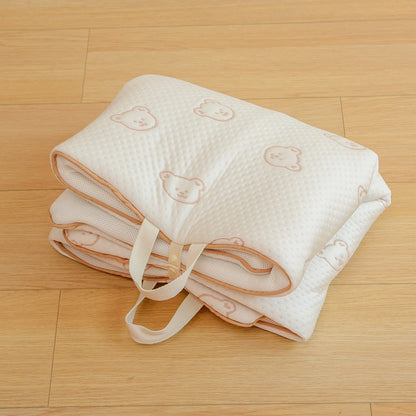 Toddler play mat featuring bear print, a summer cool folding nap mat for kids' comfort