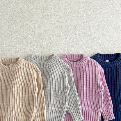 Cozy children's apparel: long-sleeve knitted sweater made from soft cotton for kids