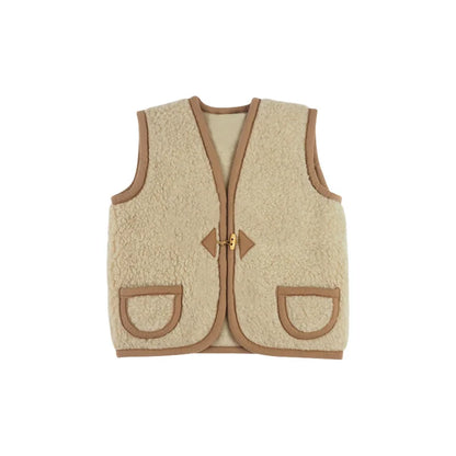 Back view of a cozy, insulated polyester bodywarmer vest for unisex toddlers and kids.