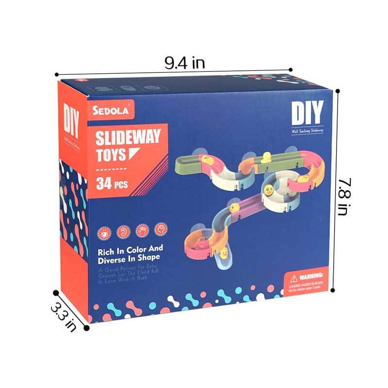 Bathtub playtime set for kids, a water slide with moving ducks and reliable suction cup attachment