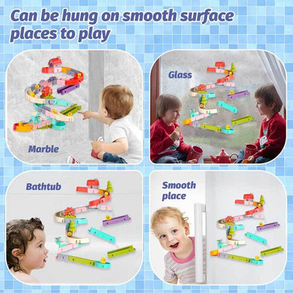 Unisex children's bath toy, water slide with ducks, designed for engaging and educational playtime