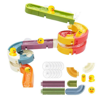 Kids' water slide tub toy featuring a fun duck theme, great for making bath time enjoyable and stimulating