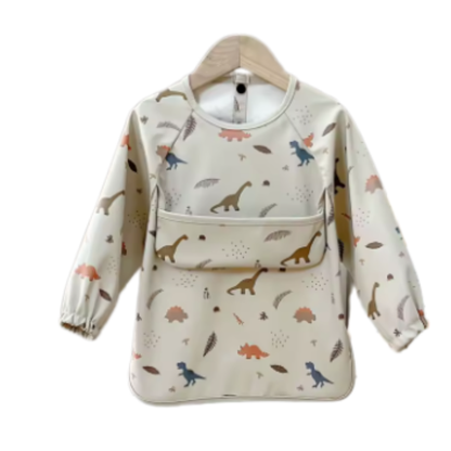 Durable, easy-clean kids long sleeve bib, perfect mealtime protector for active toddlers