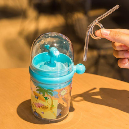 Cute whale-shaped spray water bottle for children, perfect for nursing and feeding, easy grip