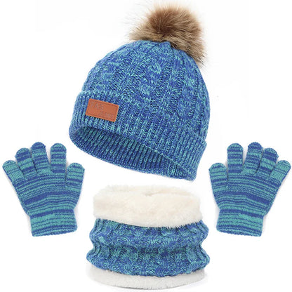Cozy baby clothes: an essential winter hat, scarf, and gloves set for infants.