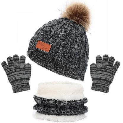 Baby hat scarf gloves combo in a single solid hue, ensuring warmth for toddlers.