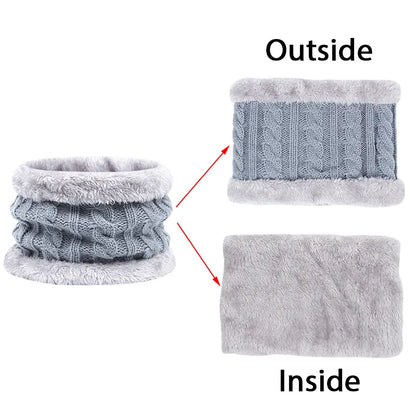 Kids winter set: solid knit beanie, coordinated scarf, and gloves for ultimate warmth.