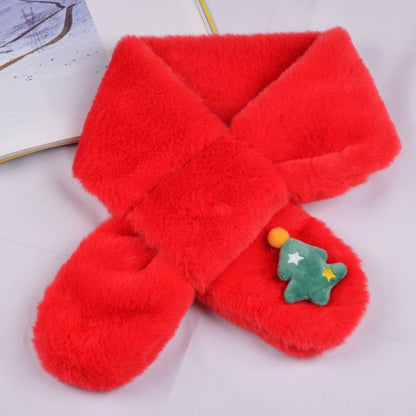 Orange cartoon plush scarf for kids, a bright and soft winter accessory for outdoor play