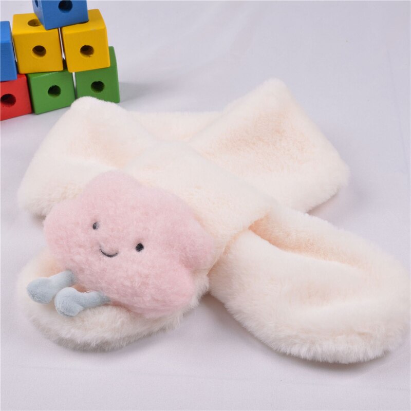 Red unisex kids winter cartoon plush scarf, a fun and functional addition to children's wear