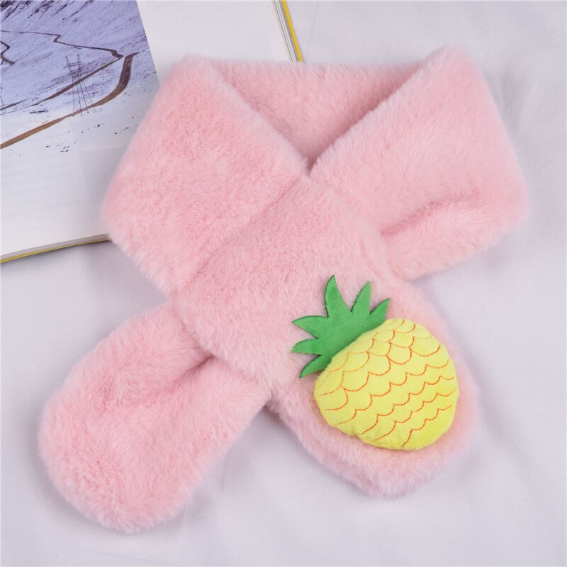 Soft pink cartoon plush scarf for toddlers, a essential winter accessory for playful kids