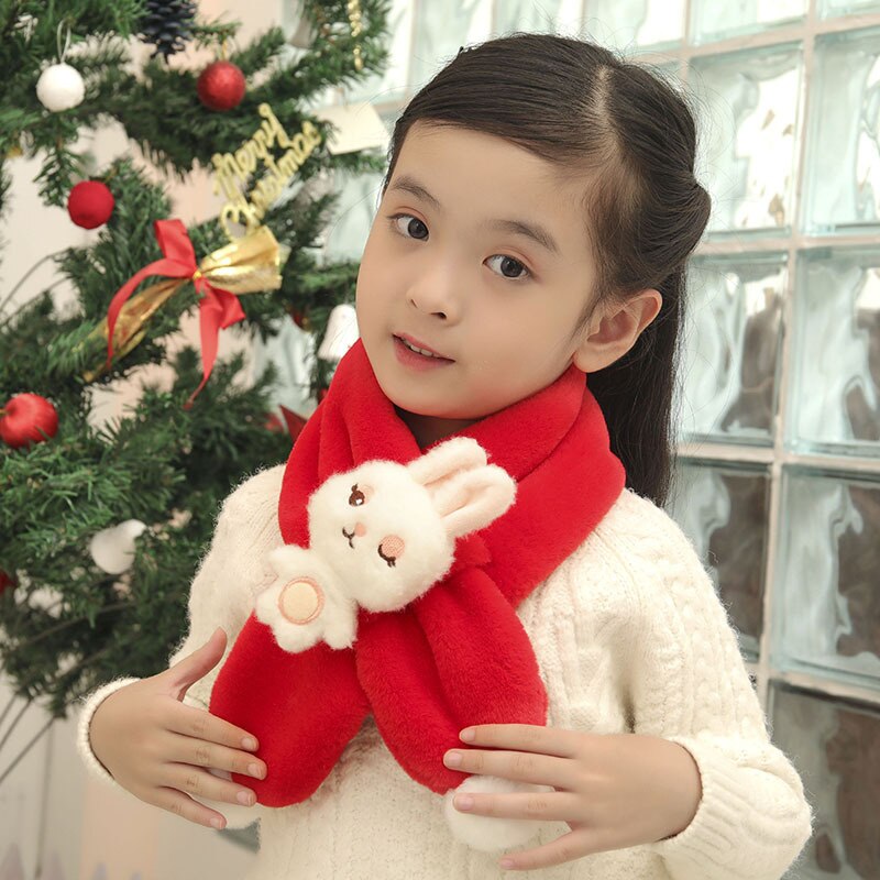 Blue unisex kids winter cartoon plush scarf with a beloved character design, for ultimate warmth