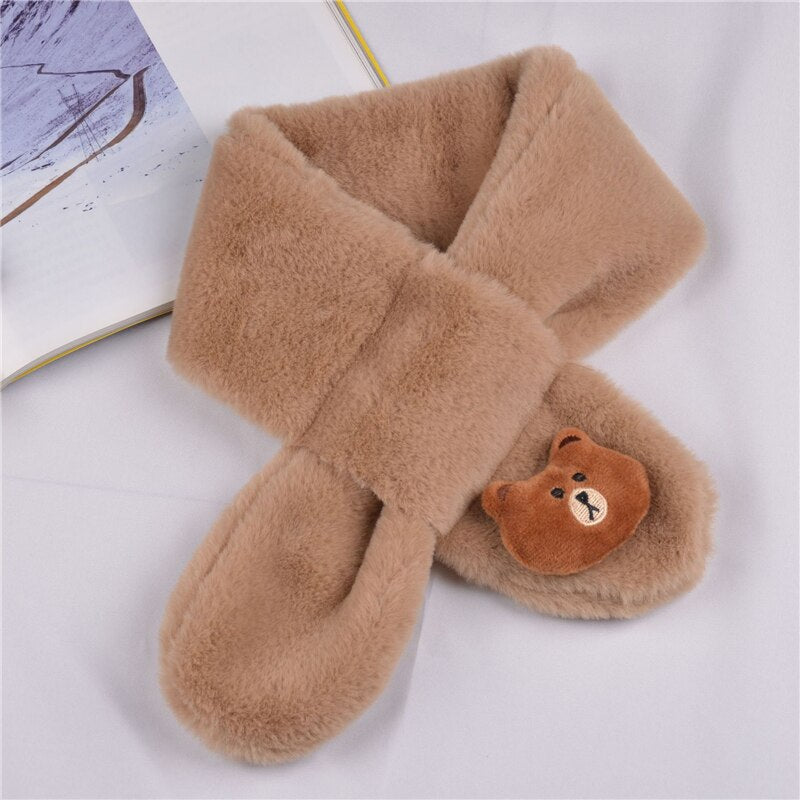 Yellow cartoon plush scarf for kids, a cozy and bright winter accessory for cold weather