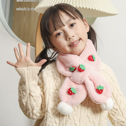 Green unisex kids winter cartoon plush scarf, perfect for keeping little ones snug and stylish
