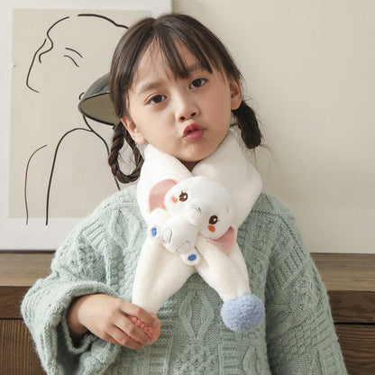 Orange cartoon plush scarf for toddlers, a lovely soft winter accessory for home or school
