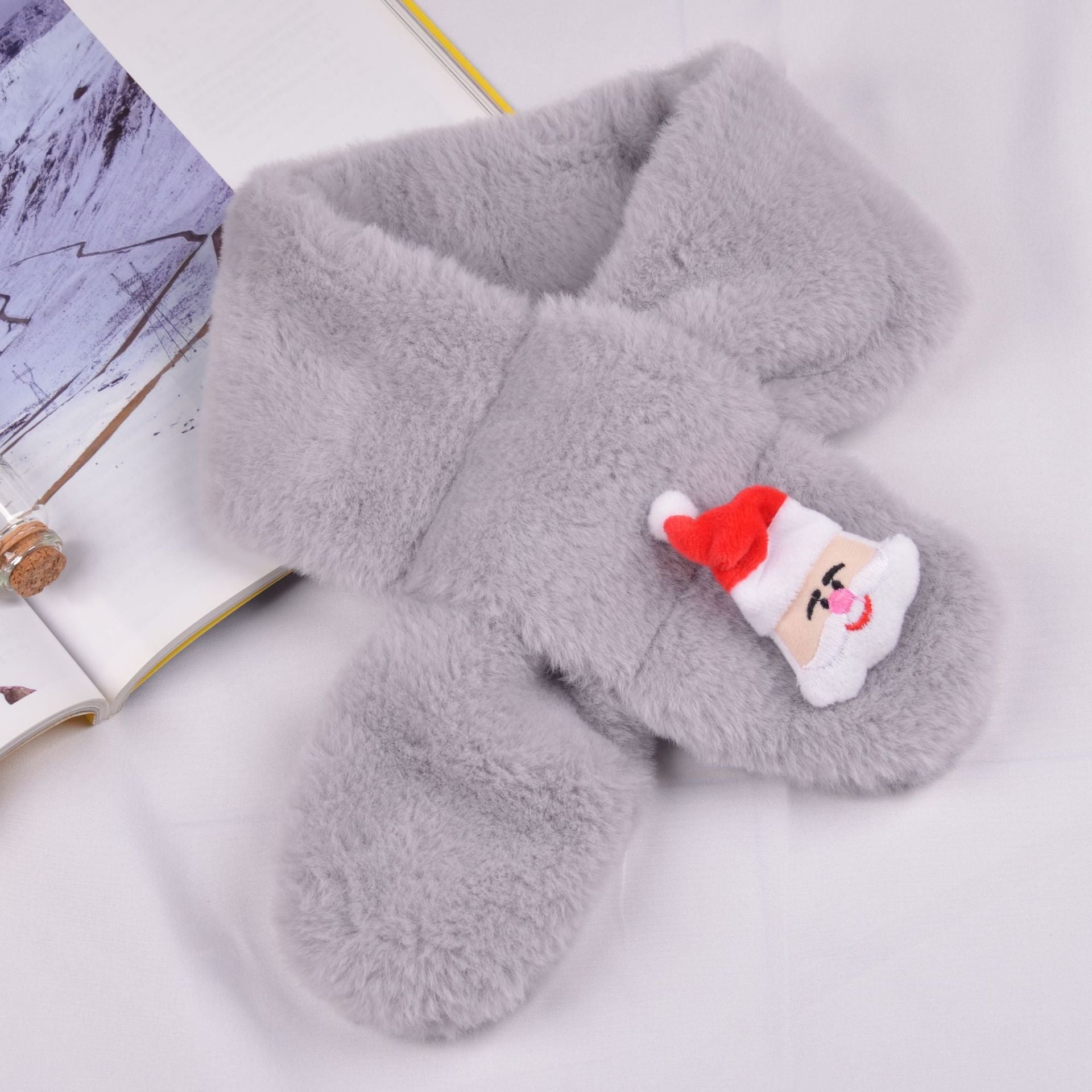 Red unisex kids winter cartoon plush scarf for toddlers, a bold and cozy option for winter
