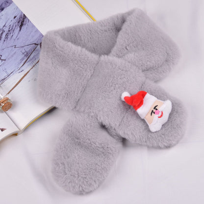 Red unisex kids winter cartoon plush scarf for toddlers, a bold and cozy option for winter