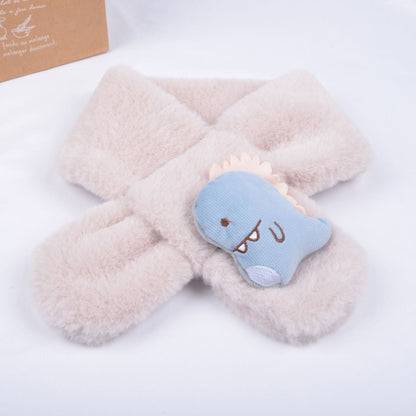 Sweet pink cartoon plush scarf for kids, a cuddly winter accessory for children's clothing