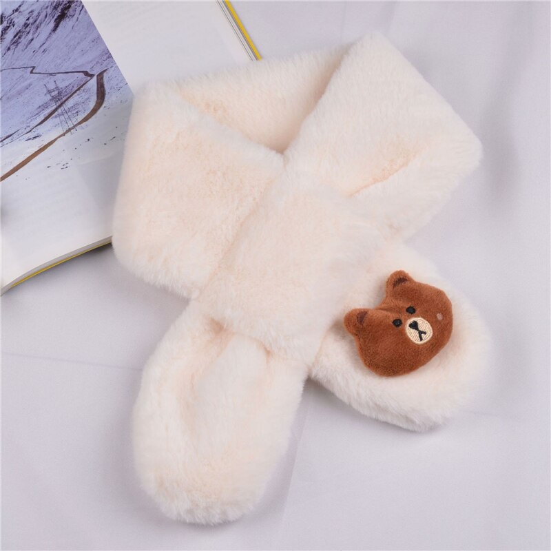Green unisex kids winter cartoon plush scarf, an eco-friendly and warm accessory for little ones
