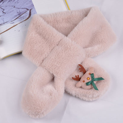 Orange cartoon plush scarf for kids, a delightful and bright winter accessory for joyous play