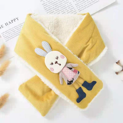Navy blue cartoon plush scarf for toddlers, offers reliable warmth and is a smart winter accessory