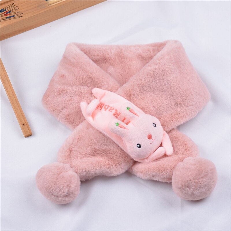 Red unisex kids winter cartoon plush scarf, a vibrant and cozy choice for a festive winter look